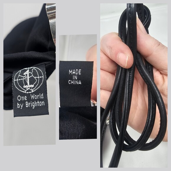 Vtg Rare Brighton One World Mini Mouse Crossbody Black Leather Ornate Kiss Lock - Picture 9 of 11